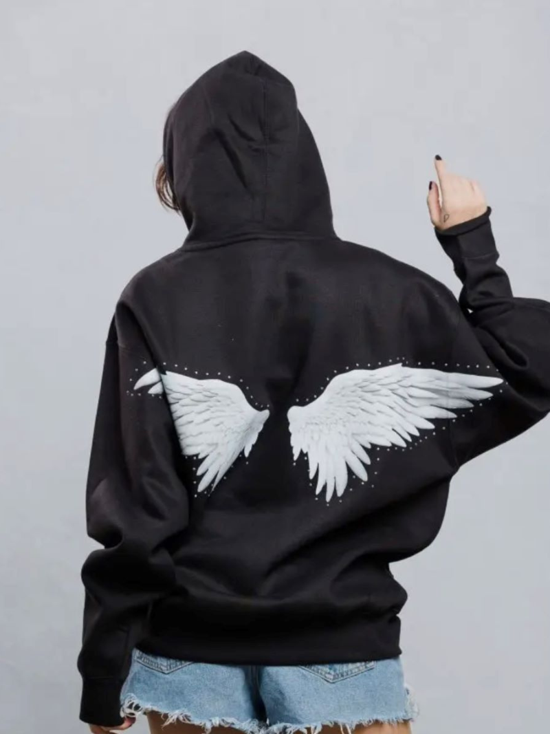 FALLEN ANGEL BLACK HOODIE