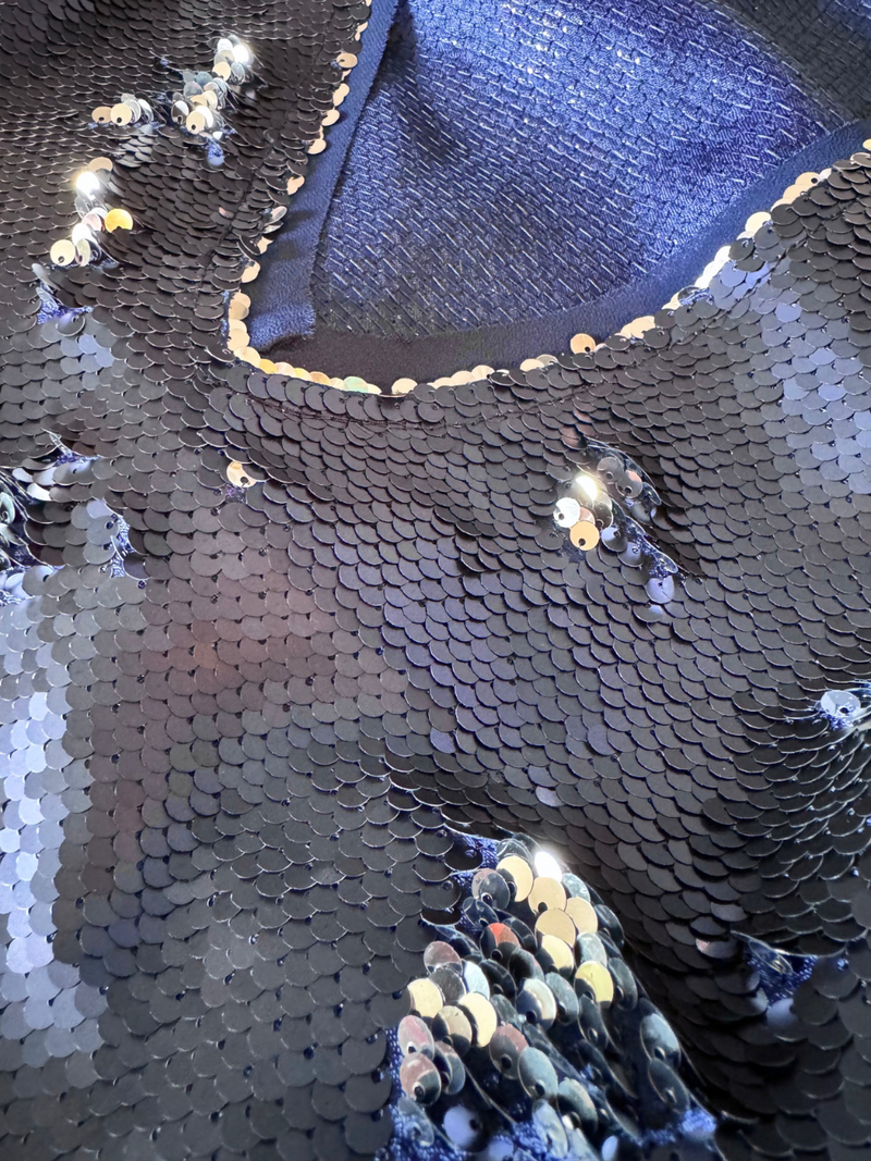VAL SEQUIN TOP NAVY