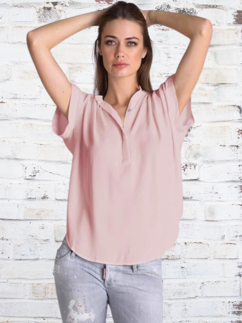 JAZZY PINK CHAMPAGNE SHORT SLEEVE TOP