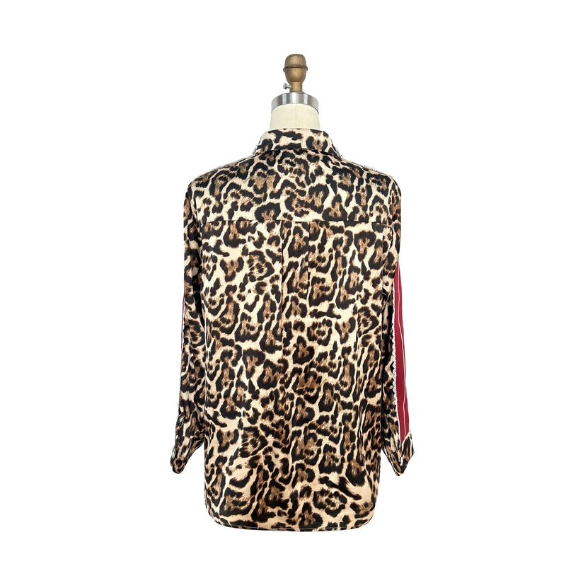DIAMOND LEOPARD BUTTON UP