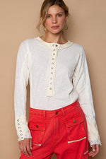 IVORY BUTTON HENLEY TOP