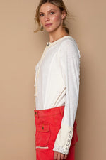 IVORY BUTTON HENLEY TOP