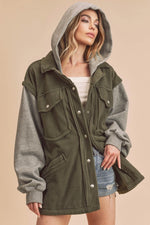 OLIVIA OLIVE/GREY HOODED JACKET