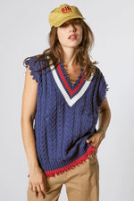 DESTROYED VARSITY KNIT TOP