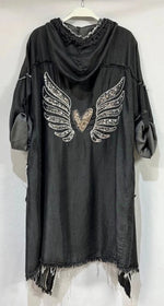 SEQUIN ANGEL WING BLACK CARDIGAN