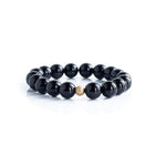 GEMSTONE BLACK AGATE BEADED BRACELET 10MM