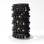 GEMSTONE BLACK AGATE BEADED BRACELET 10MM