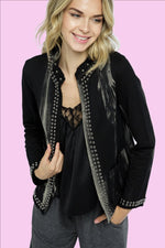 BLACK DYED JACKET WITH STUDS