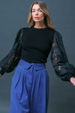 KYLE BLACK PUFF SLEEVE SWEATER