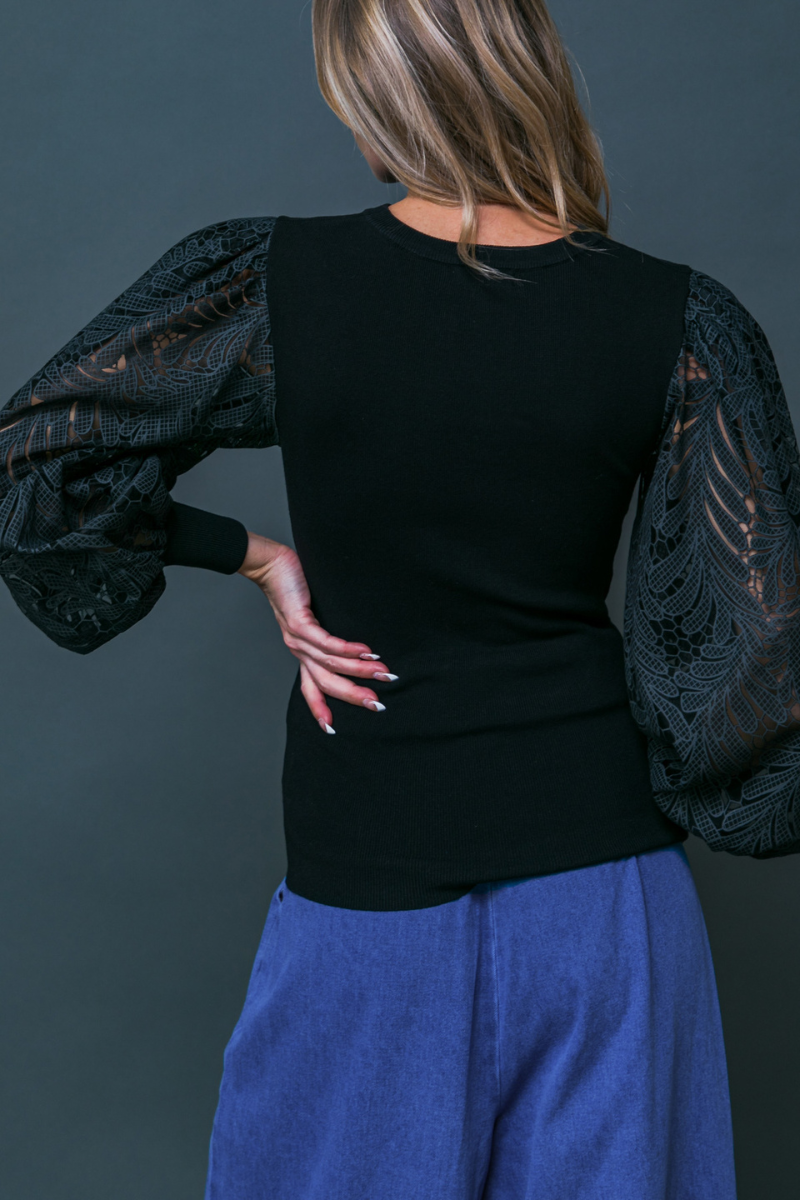 KYLE BLACK PUFF SLEEVE SWEATER
