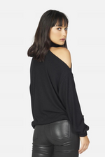 LUPIN RIB COLD SHOULDER SWEATER