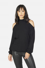 LUPIN RIB COLD SHOULDER SWEATER