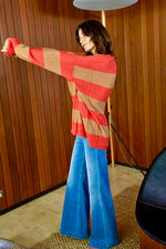 SANOMA SWEATER STRIPED MOCHA AND CORAL