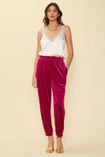 KENDRA VELVET JOGGERS MAGENTA