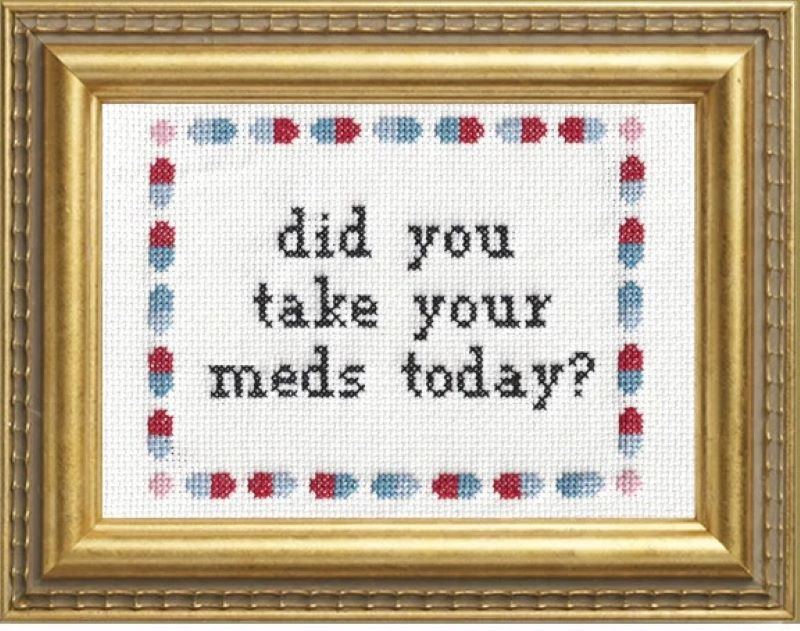 DID YOU TAKE YOUR MEDS TODAY? CROSS STITCH