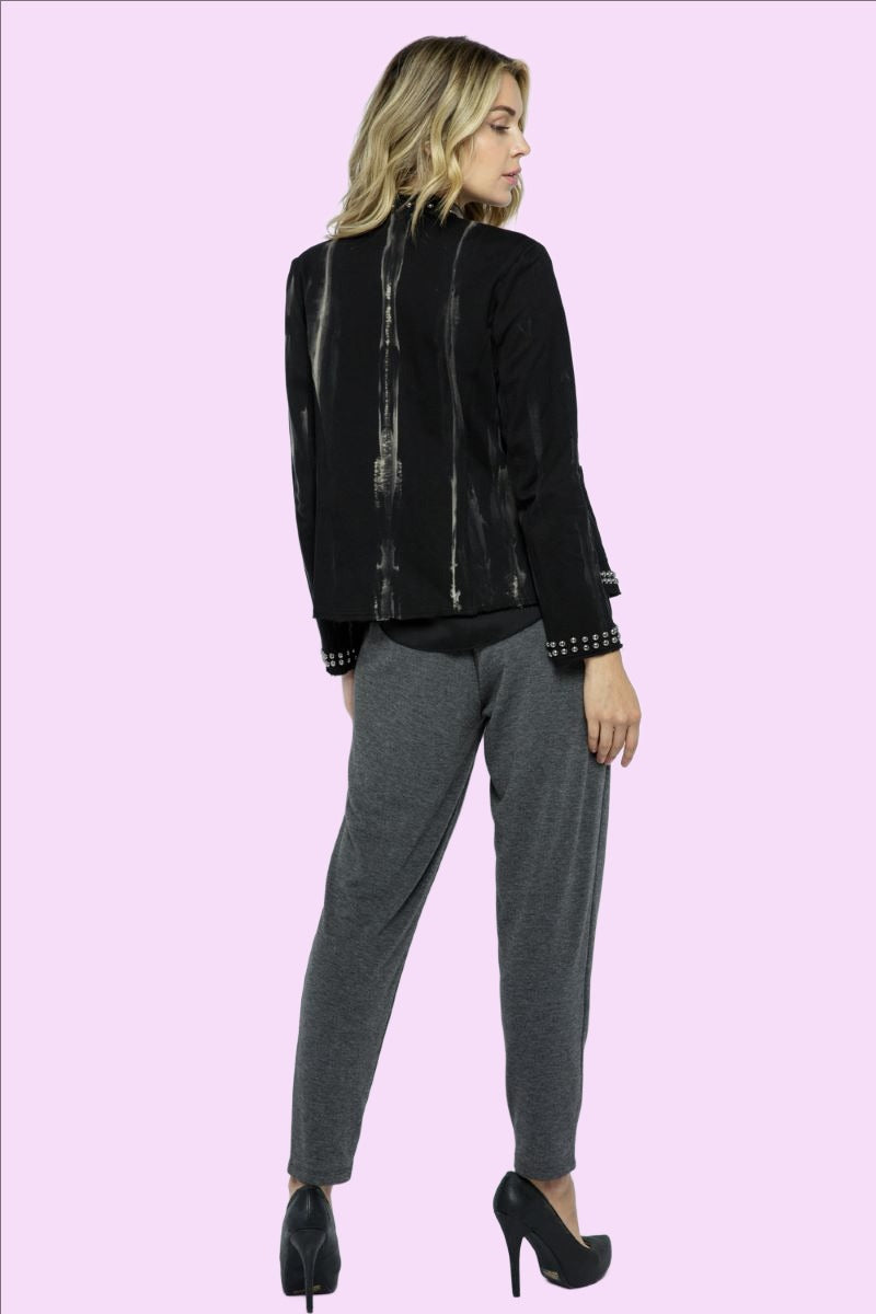 BLACK DYED JACKET WITH STUDS