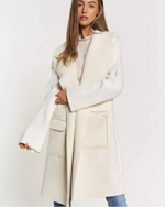 FAUX SUEDE SWEATER CARDIGAN CREAM