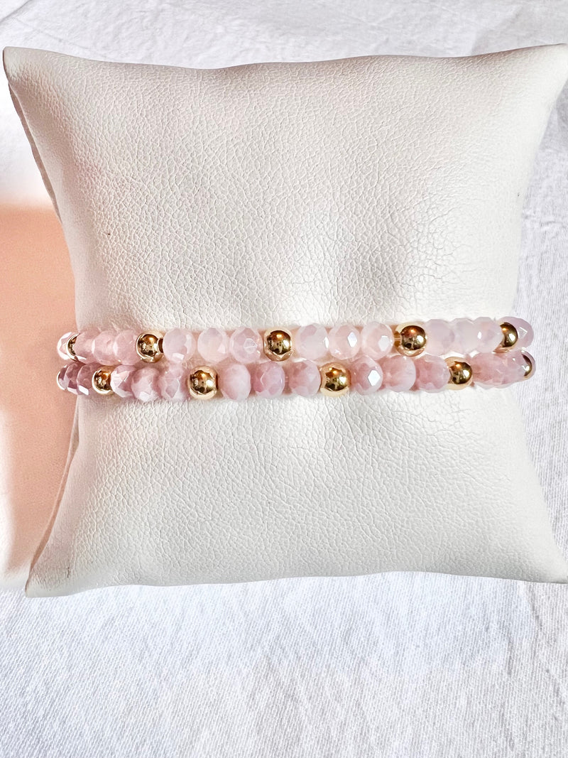 SHELL PINK BEADED STACK