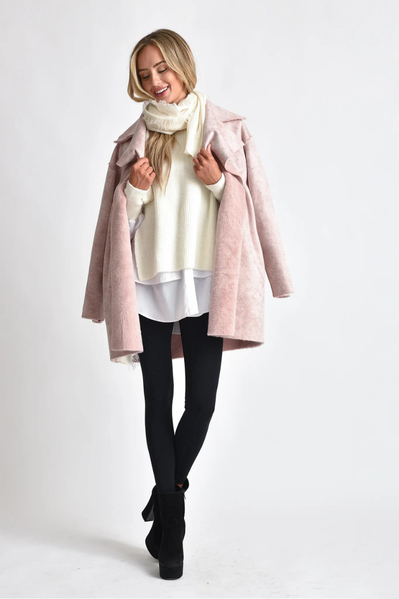 FAUX FUR AND SUEDE REVERSABLE JACKET DUSTY PINK