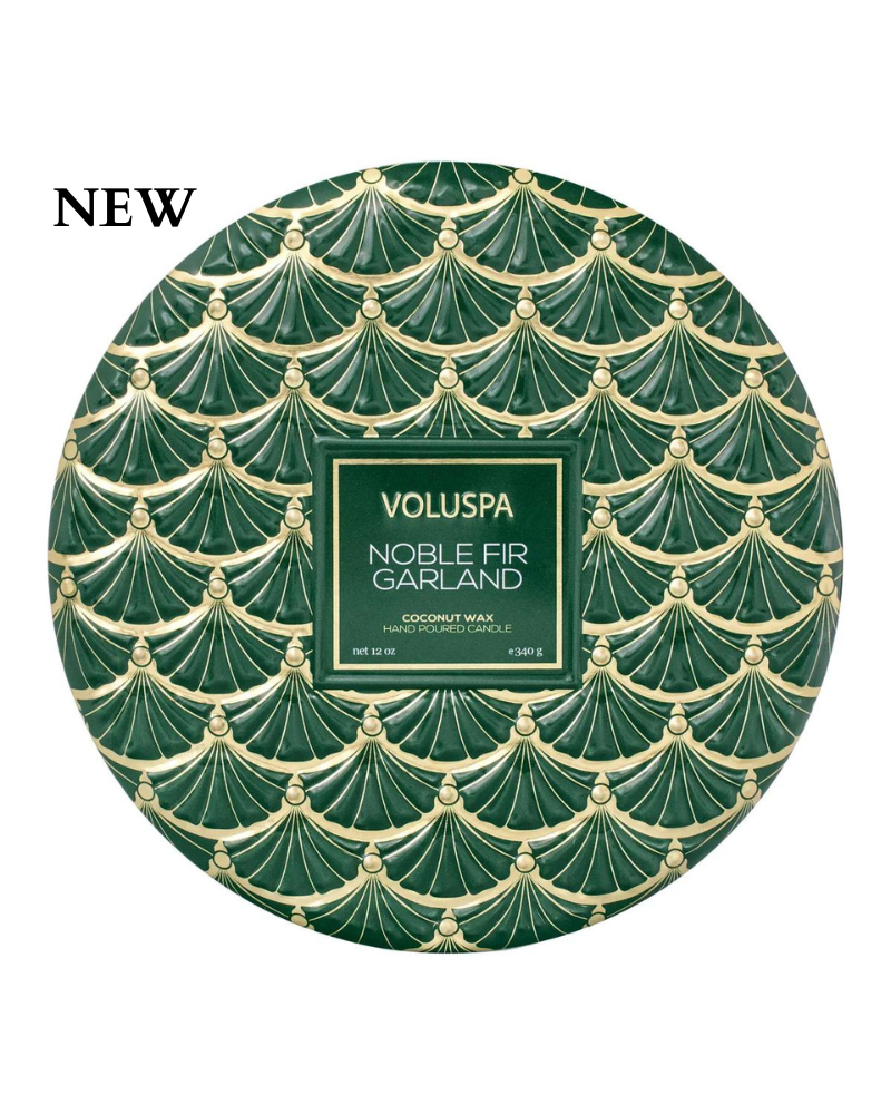 NOBLE FIR GARLAND 3 WICK TIN CANDLE