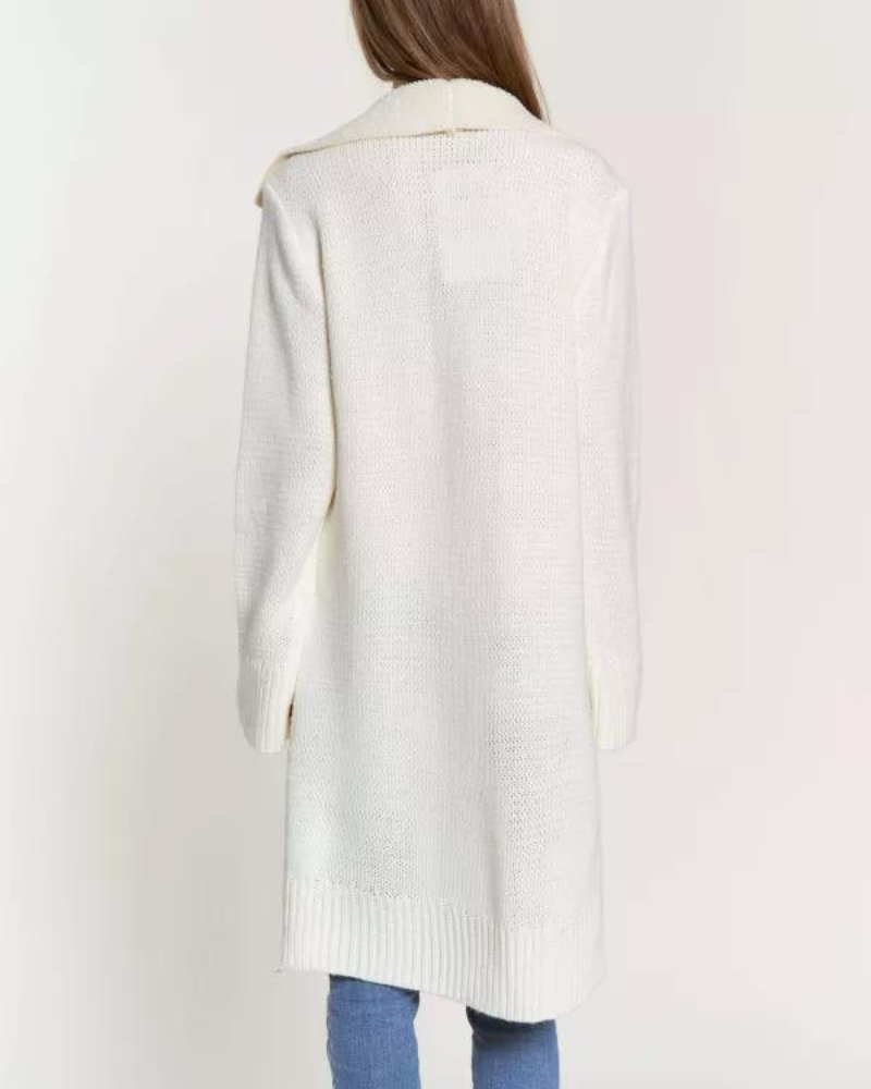 FAUX SUEDE SWEATER CARDIGAN CREAM