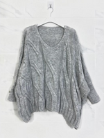 MADE IN ITALY KNIT TWISTED GREY SWEATER