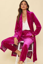 KENDRA VELVET JOGGERS MAGENTA