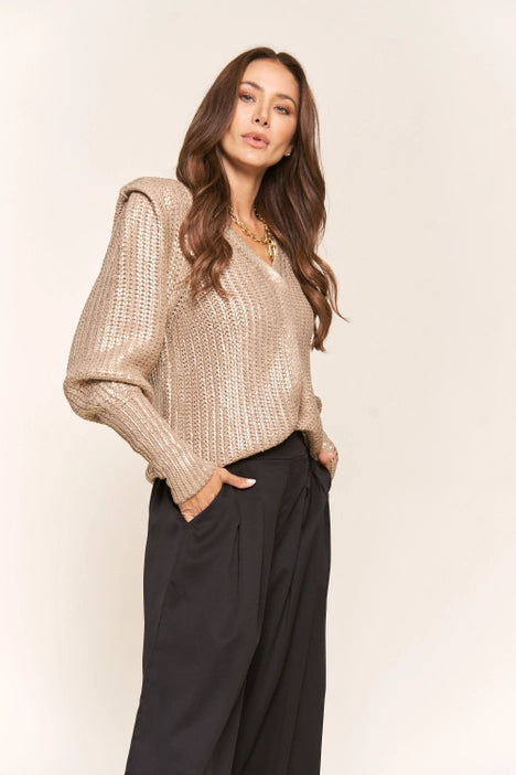 PALE GOLD METALLIC CARDIGAN