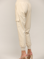 FAUX LEATHER JOGGERS SAND