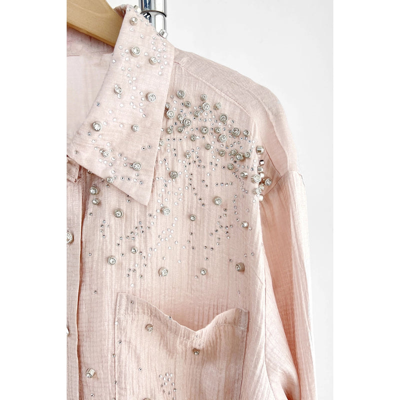 BLUSH DIAMOND BUTTON UP