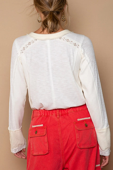 IVORY BUTTON HENLEY TOP