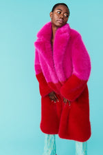 BAMBOO FAUX FUR HOT PINK RED COAT