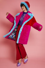 TAHOE MAXI COAT BAMBOO PINK RED TURQU BLEND