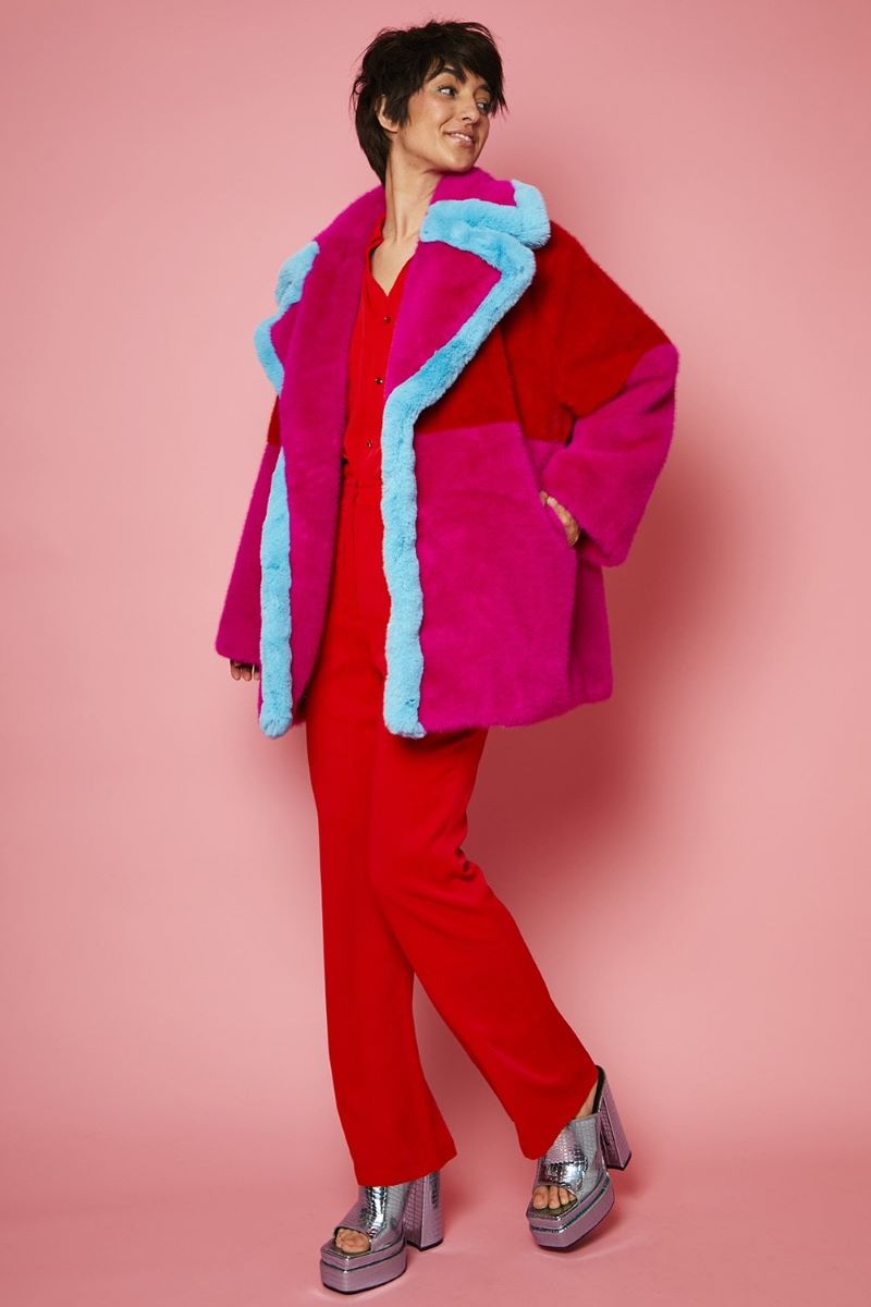 TAHOE MAXI COAT BAMBOO PINK RED TURQU BLEND