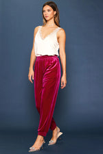 KENDRA VELVET JOGGERS MAGENTA