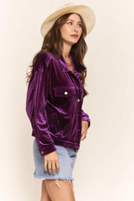PURPLE RAIN VELVET BUTTON UP JACKET