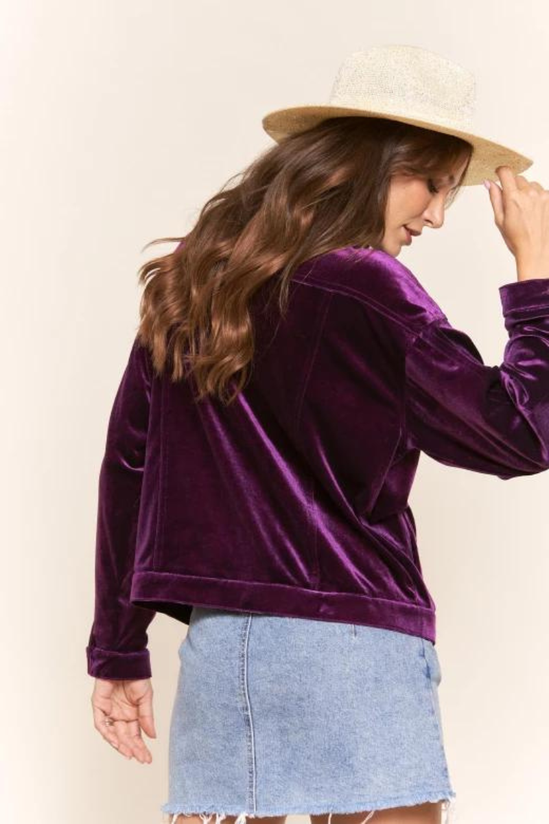 PURPLE RAIN VELVET BUTTON UP JACKET