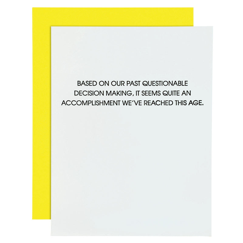 QUESTIONABLE DECISION MAKING LETTERPRESS CARD
