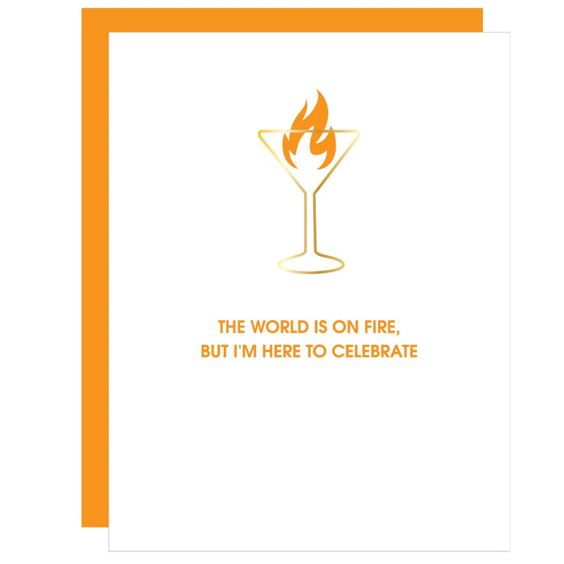 WORLD ON FIRE | MARTINI PAPER CLIP LETTERPRESS CARD