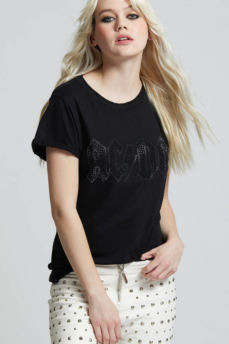 AC DC BLACK CRYSTAL STUD SHIRT