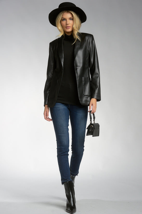 SCARLETT BLAZER BLACK VEGAN LTHR