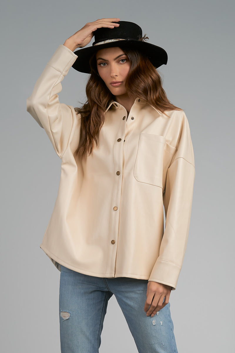 BECKHAM VEGAN BUTTON DOWN CREAM