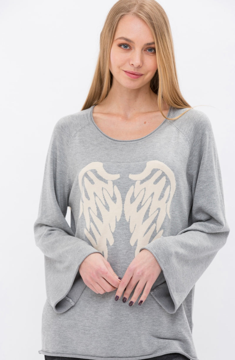 HEATHER GRAY ANGEL SWEATER