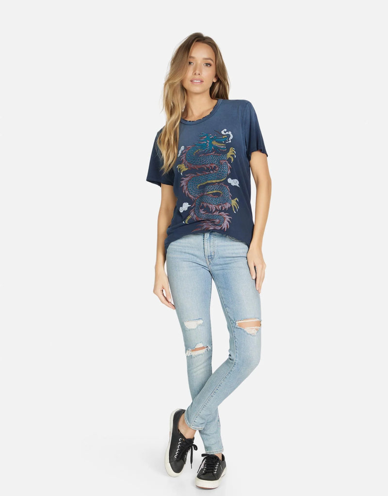 VINTAGE DRAGON NAVY OMBRE TEE