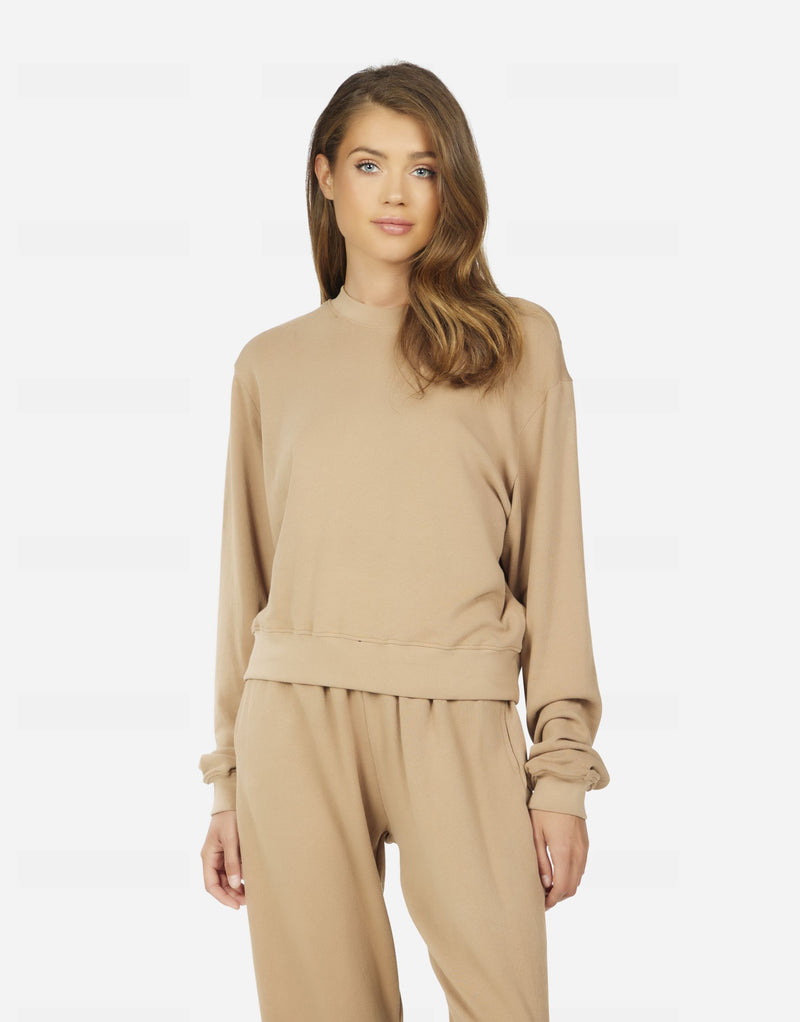EXON CROP PULLOVER SAND DUNE