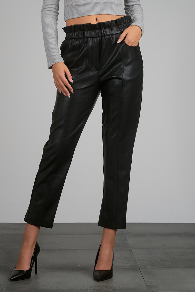 FAUX LEATHER CROP PANT