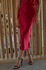 ANGELINA MIDI SKIRT DEEP RED