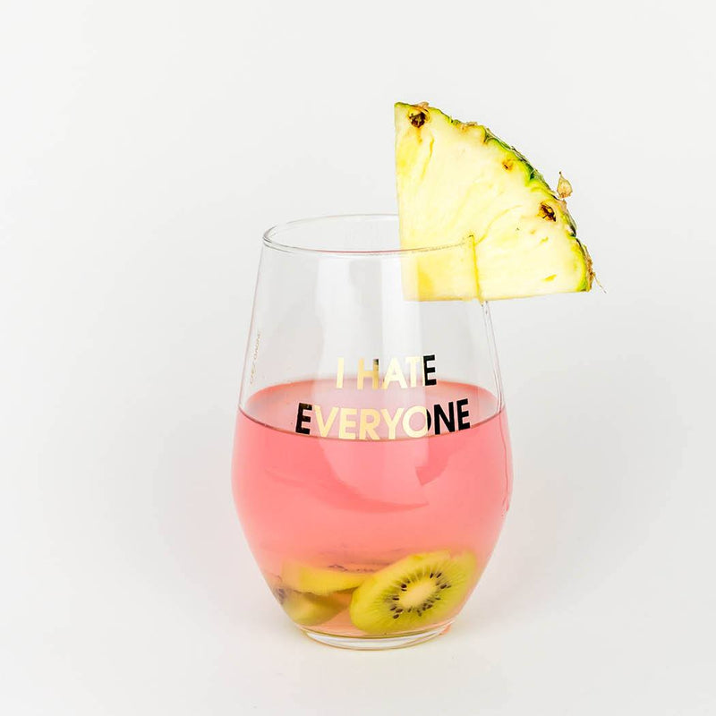 I HATE EVERYONE - GOLD FOIL STEMLESS WINE GLASS