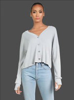 DUSTIN CROP CARDI H GREY