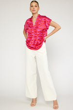 ADRIAN ZEBRA TOP HOT PINK / RED